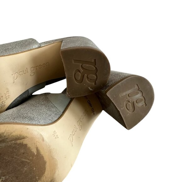 Paul Green Slide Block Heel Sandals Open Toe Textured Leather Size 4.5 EU/7 US - Picture 7 of 11